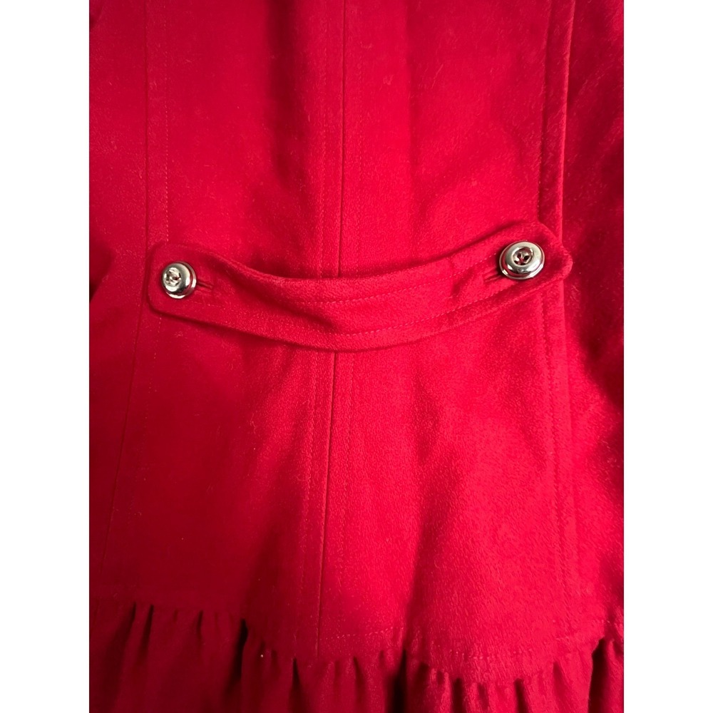 Juicy Couture Red Wool Blend Coat Womens XS Double Breasted Ruffle Hem - Picture 7 of 16